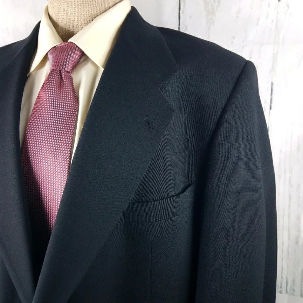Mark Alexander 46R 2 Gold Button Black Suit Blazer Sport Coat
